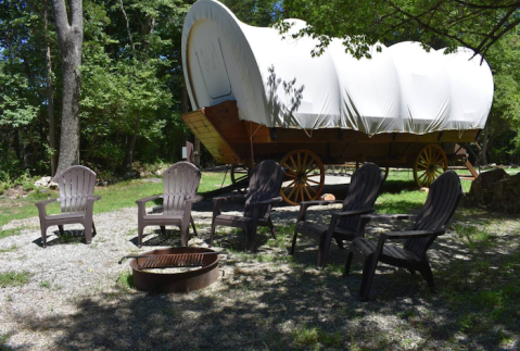 Skip The Tents And Go Camping Like It's The 1800s In This Cozy Covered Wagon In New Jersey