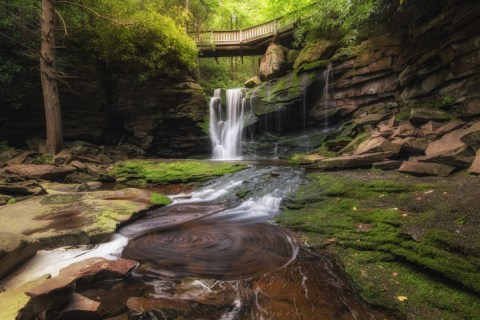 Elakala Falls Is A Picturesque Waterfall Hidden Just Steps From Blackwater Falls Lodge In West Virginia