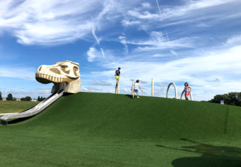 There's A Dinosaur Themed Playground And Splash Pad In Ohio Called Veterans Park Spray And Play
