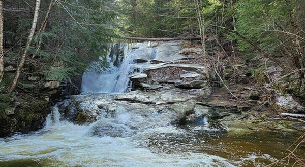 Hike Less Than A Mile To This Spectacular Waterfall Swimming Hole In Maine