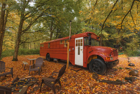 Spend The Night In An Airbnb That's Inside An Actual School Bus Right Here In New York