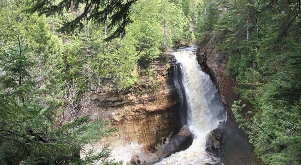 Hike Less Than A Mile To This Spectacular Waterfall Overlook In Michigan