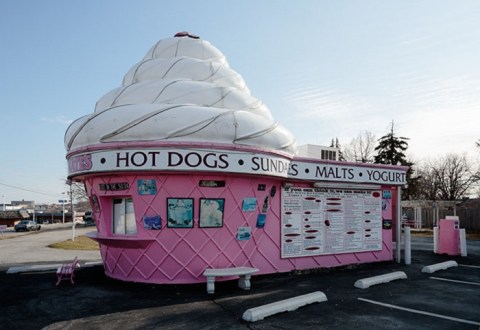 Tucked In A Giant Pink Ice Cream Cone, Kris And Kate's Ice Cream In Missouri Scoops Up Deliciousness