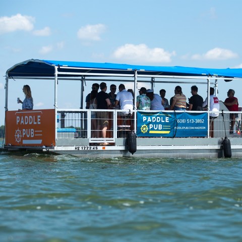 The Ultimate Party Boat Experience At Wisconsin’s Floating Paddle Pub Lets You Pedal, Sip Beer, And Celebrate Summer