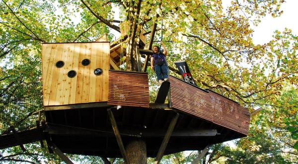 Walk The Plank And Jump Off Of A 35-Foot Pirate Ship At Treehouse World In Pennsylvania