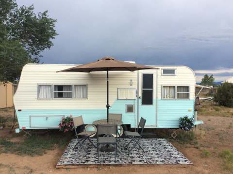 Spend The Night In This Vintage Travel Trailer On A Llama Farm In New Mexico