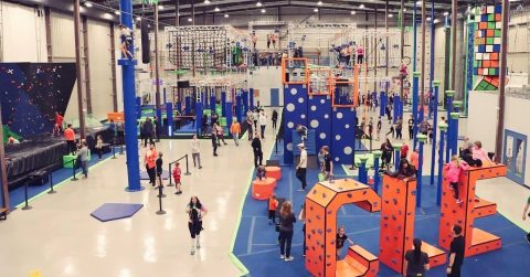 Have A Blast At An Adult Playground With A Massive Climbing Wall, Zip Line, And Drinks At Play CLE In Ohio