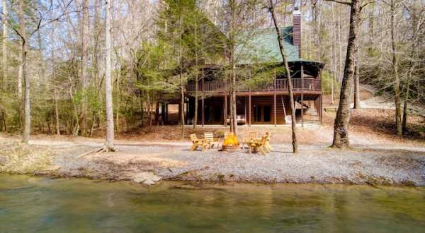 This Rental Cabin In Ellijay, Georgia Offers Private River Access From Your Backyard