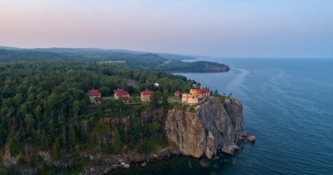 Split Rock Lighthouse in summer. Lake Superior