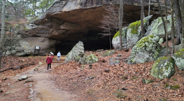 Follow This 1/4-Mile Trail In Arkansas To A Hidden Cave, Unique Rock Formations, And Native American Artwork   