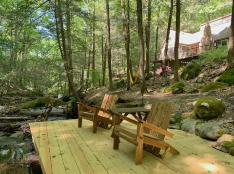 This Stunning Connecticut AirBnB Comes With Its Own Creekside Deck For Taking In The Gorgeous Views