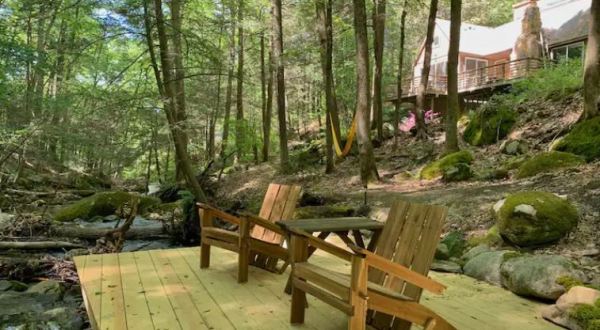 This Stunning Connecticut AirBnB Comes With Its Own Creekside Deck For Taking In The Gorgeous Views