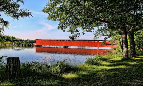 The Longest Covered Bridge In Michigan, Langley Covered Bridge, Is 282 Feet Long