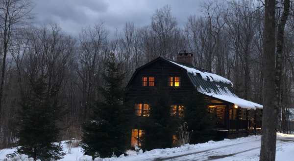 Watch Snow Fall From Your Cozy Cabin With A Hot Tub In Massachusetts’ Scenic Berkshires