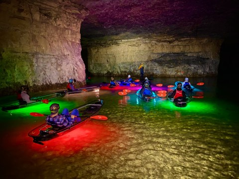 Paddle To An Underground Waterfall At The Bottom Of An Underwater Mine In Kentucky