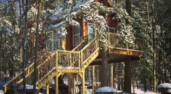 Sleep Among Trees And Pines At This Cozy Lakes Region Tree House In New Hampshire