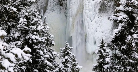 The Frozen Waterfall At Tower Fall In Wyoming Is A Must-See This Winter