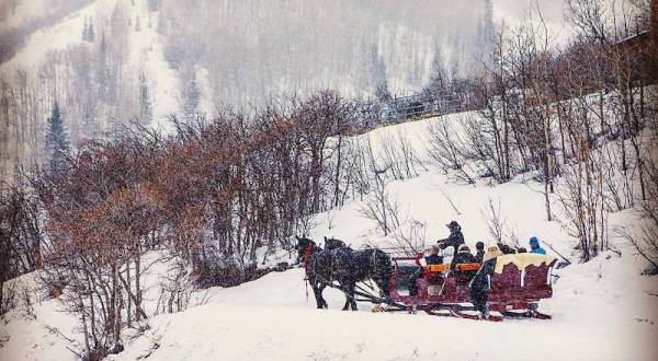 Take A Horse-Drawn Sleigh Ride To A Western-Themed Dinner At Snowed Inn In Utah