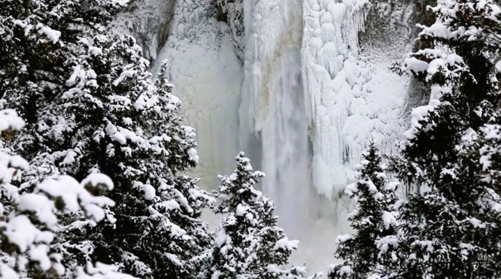 frozen waterfall in Wyoming