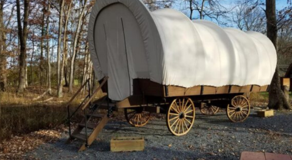 Stay The Night In A Old-Fashioned Covered Wagon At Lincoln/Woodstock Holiday KOA In New Hampshire