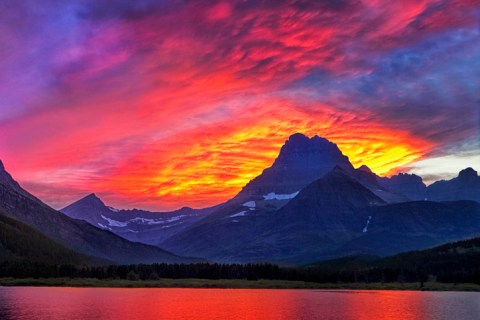 Watch The Sunset At Swiftcurrent Lake, A Unique Glacial Lake In Montana
