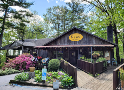 Dine While Overlooking A Waterfall At The Falls Cafe And Grill In North Carolina