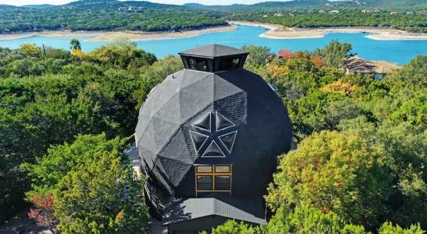 The Coolest Airbnb In Texas Has A Library Tower With 360-Degree Hill Country Views