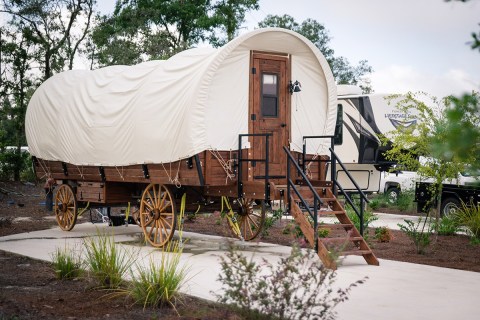 Channel Your Inner Pioneer When You Spend The Night At This Covered Wagon Campground In Keystone Heights, Florida
