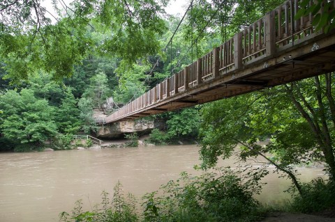 Walk Across A 200-Foot Suspension Bridge At Turkey Run State Park In Indiana