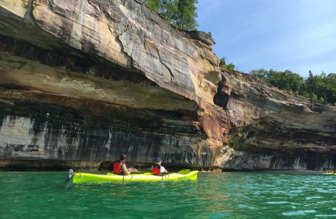 Paddle To An Iconic Rock Formation Hiding Among The Cliffs Of Pictured Rocks In Michigan