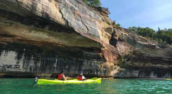 Paddle To An Iconic Rock Formation Hiding Among The Cliffs Of Pictured Rocks In Michigan