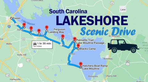 Follow The Beautiful Lakeshore Along This Scenic Drive Through South Carolina