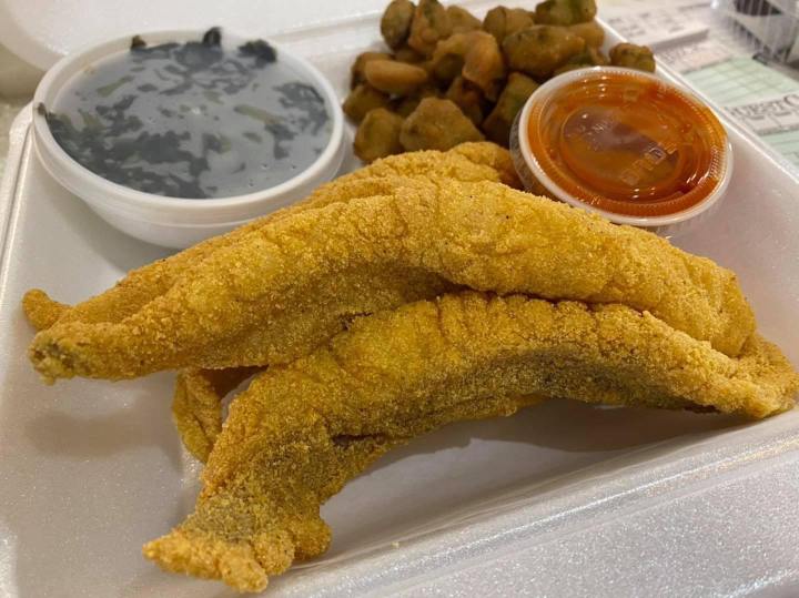 Strips of fried catfish at Excellent Choice in Leavenworth, Kansas