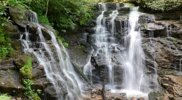 Take A Short Hike To The Rare Natural Wonder In North Carolina Where Waterfalls Merge In The Woods