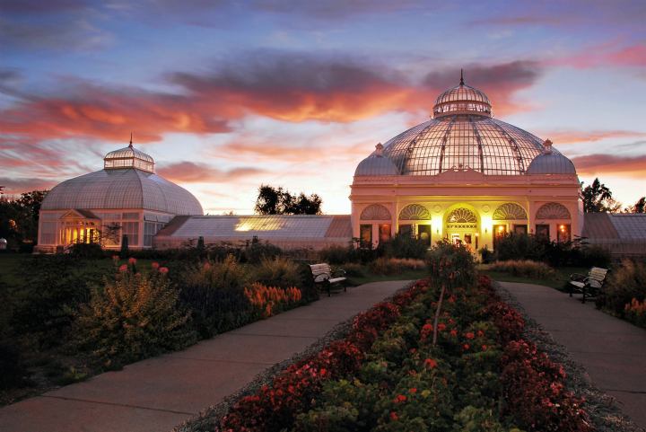 Exterior of the Palm Dome greenhouse at the Buffalo and Erie County Botanical Gardens in New York