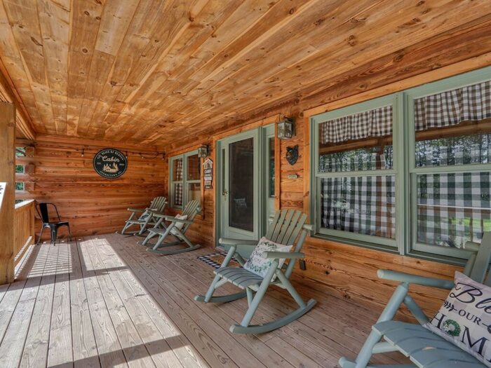 family-friendly front porch of cabin near Rehoboth Beach Delaware