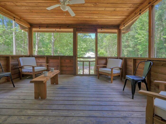 Screen porch of a cabin