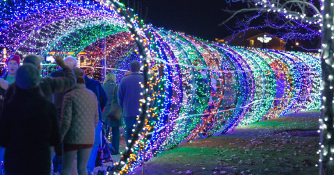 Walk Through A 250-Foot Tunnel Of Lights At The Scentsy Commons Christmas Ceremony In Idaho