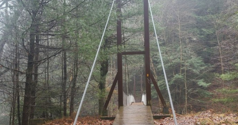 The Pennsylvania State Park Where You Can Hike Across A Swinging Bridge And Wooden Footbridges Is A Grand Adventure