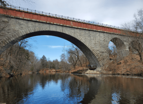 Walk Across A 475-Foot Stone Arch Bridge Hemlock Gorge Reservation In Massachusetts