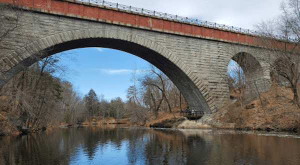 Walk Across A 475-Foot Stone Arch Bridge Hemlock Gorge Reservation In Massachusetts