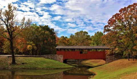 The Arkansas Park Where You Can Stroll Across A Covered Bridge And Footbridge Is A Grand Adventure