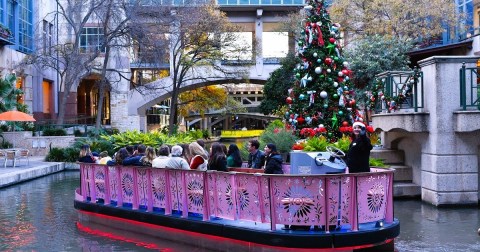 Take A Gondola Ride Through Millions Of Holiday Lights On The San Antonio River Walk In Texas