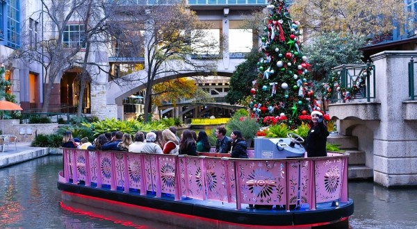 Take A Gondola Ride Through Millions Of Holiday Lights On The San Antonio River Walk In Texas