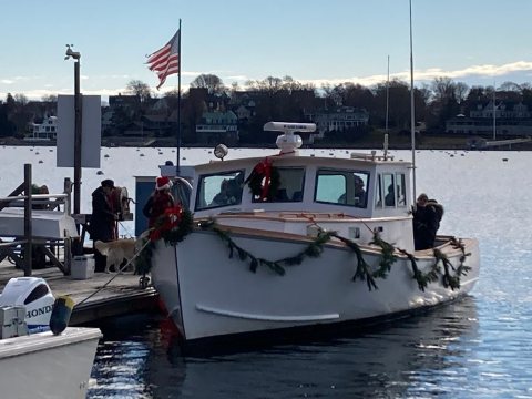 The Massachusetts Christmas Celebration Where You Can Visit With A Lobster Boat Santa