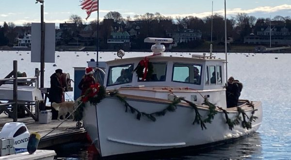 The Massachusetts Christmas Celebration Where You Can Visit With A Lobster Boat Santa