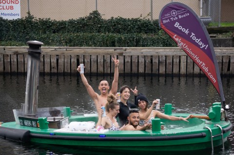 Float Around Lake Union On A Wood-Fired Hot Tub Boat In Washington For An Incredible Adventure