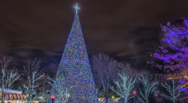 Delight In A 100-Foot Christmas Tree During This Epic Holiday Festival At A Beloved Pennsylvania Amusement Park