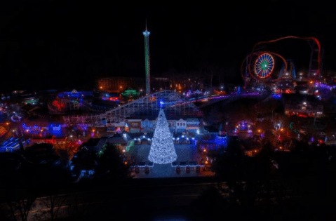 Delight In A 100-Foot Christmas Tree During This Epic Holiday Festival At A Beloved Connecticut Amusement Park