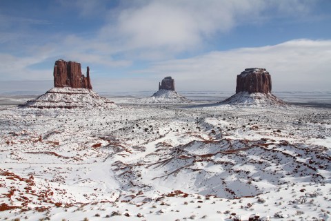Seeing The Iconic Monument Valley Covered In Snow Proves That Winter In Arizona Is Magical